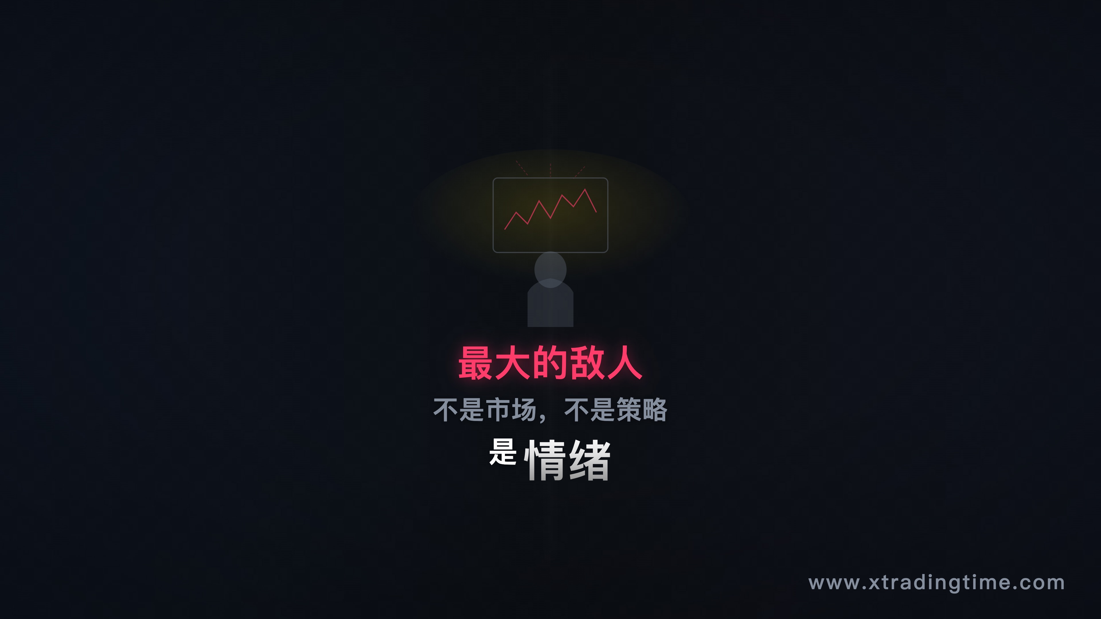 引子场景图,一个交易者盯着屏幕的侧影,暗色调,体现压力与困境