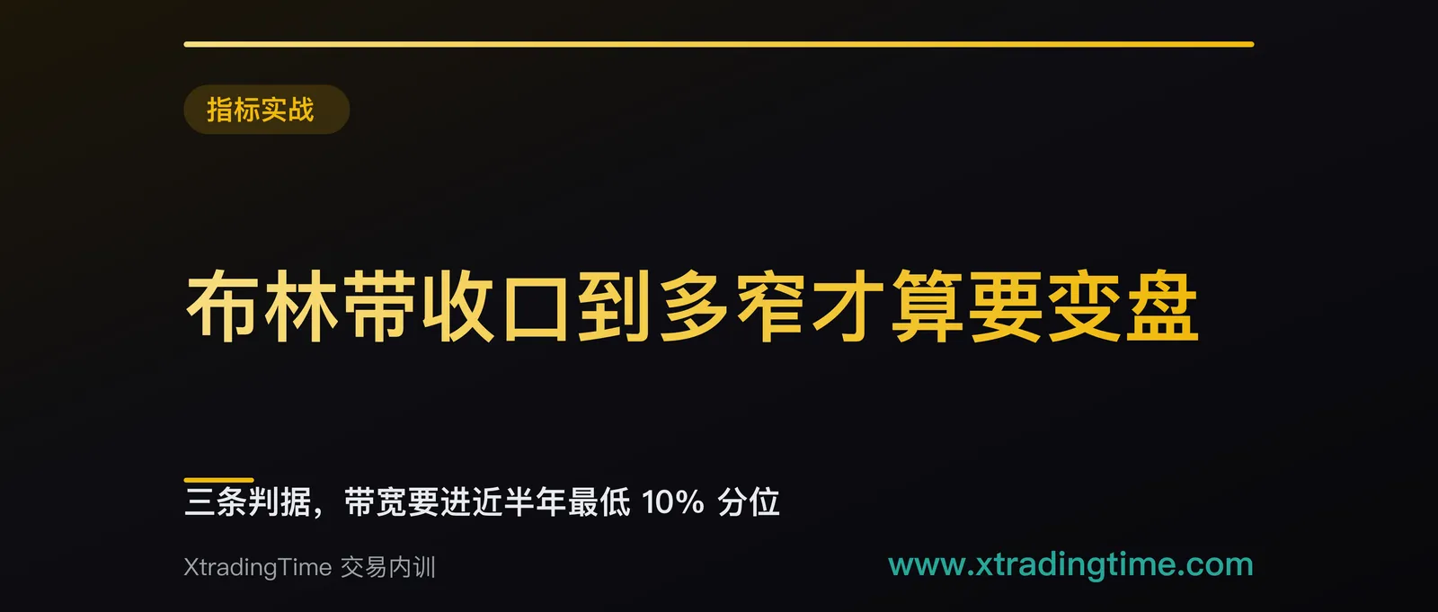 布林带收口到多窄才算要变盘：三条判据，带宽要进近半年最低 10% 分位