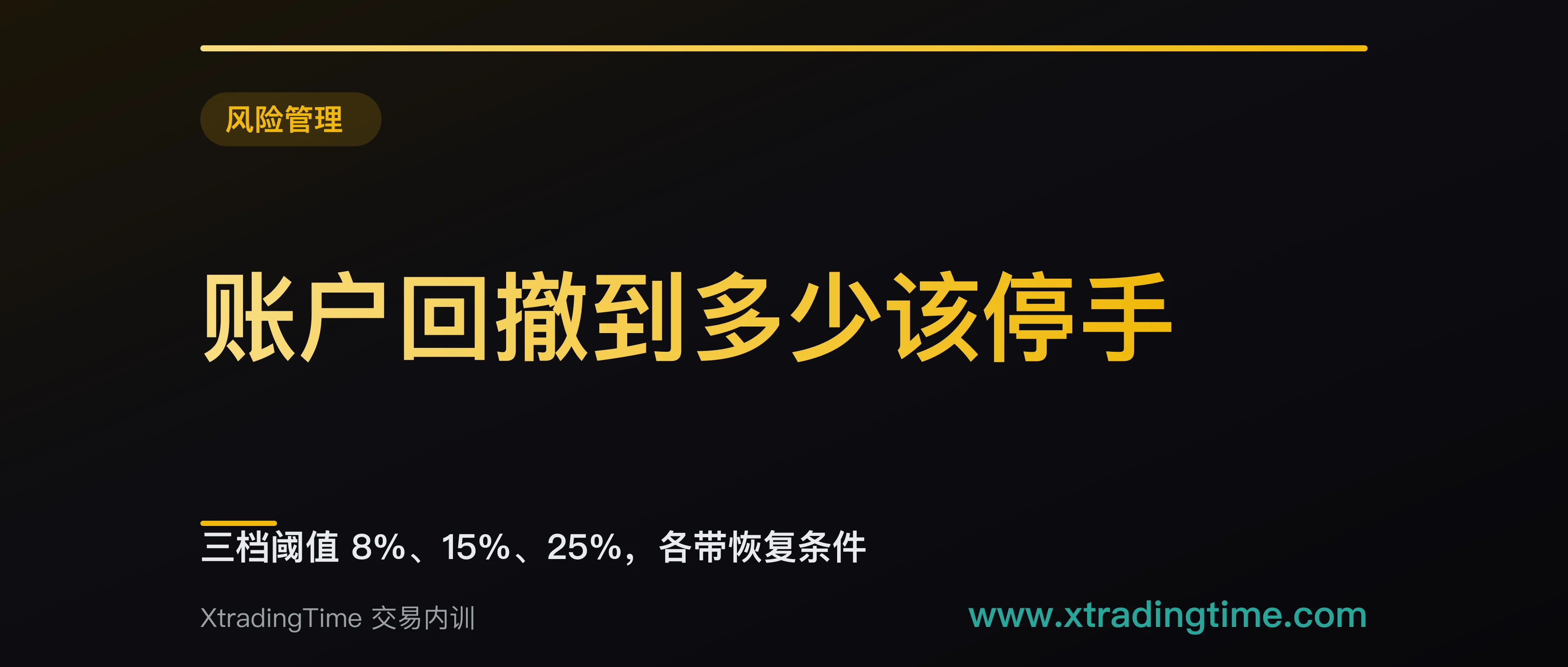 账户回撤到多少该停手：三档阈值 8%、15%、25%，各带恢复条件