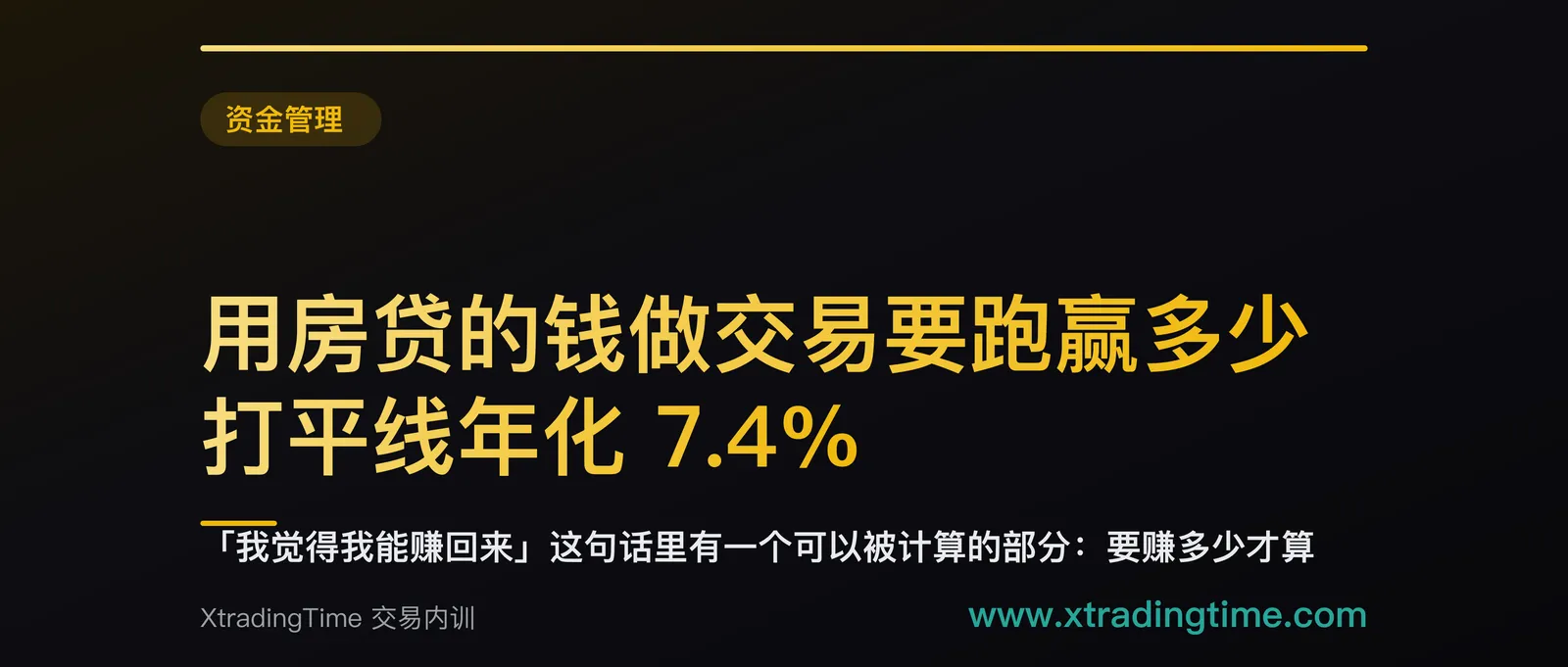 用房贷的钱做交易要跑赢多少：打平线年化 7.4%，而证明你跑得赢需要六千笔